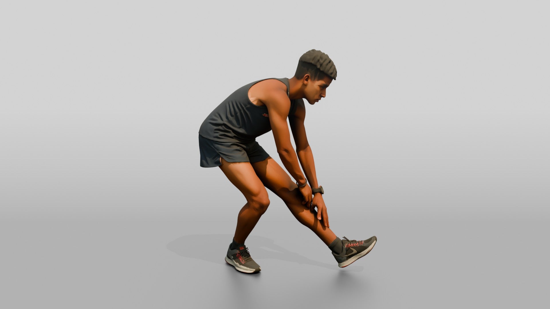 Athletic Young Moroccan Man Stretching Before a Run