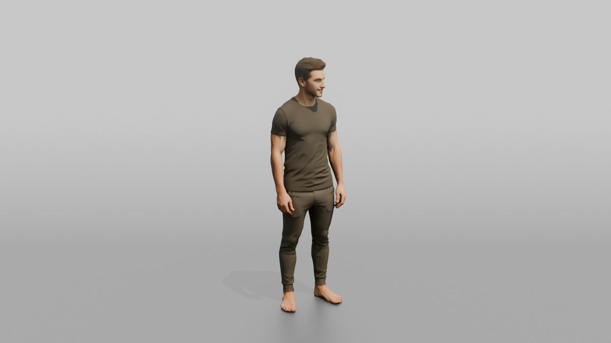Fitness Influencer Man Standing Straight, Arms Relaxed At Sides - 3D character model