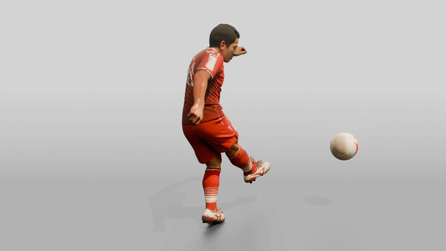 Soccer Player Low Driven Shot