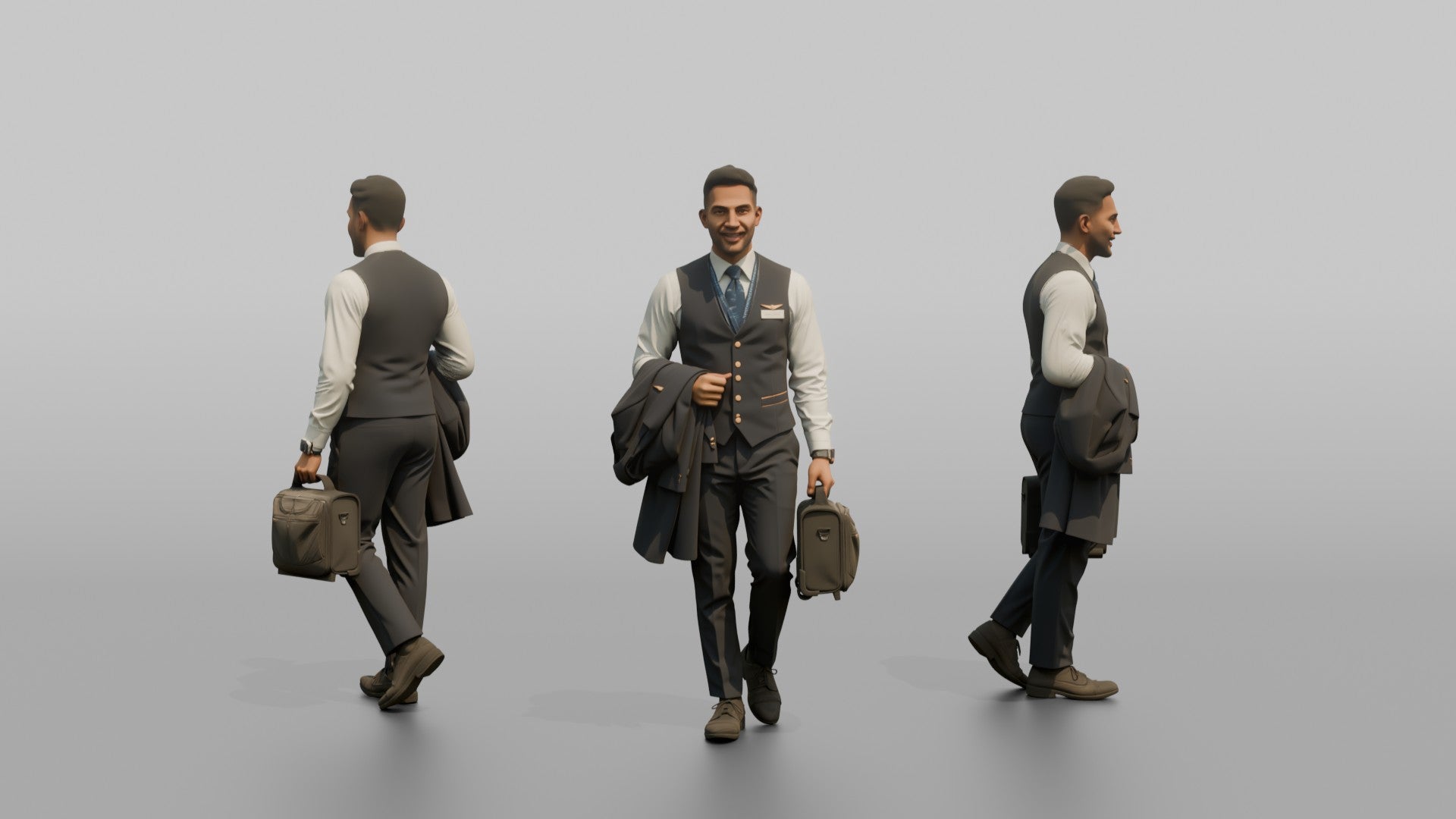 Black Co-Pilot Holding a Flight Bag