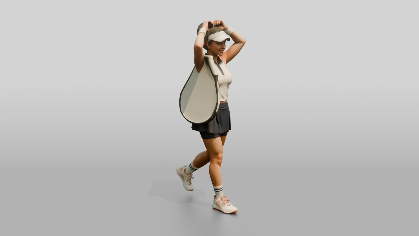 Female Tennis Player Fixing Her Ponytail
