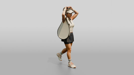 Female Tennis Player Fixing Her Ponytail - 3D character model, view 1
