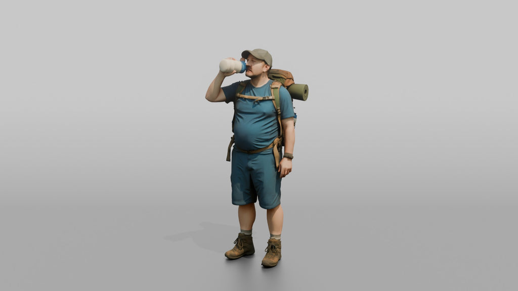 Hiker Drinking from a Large Sports Bottle