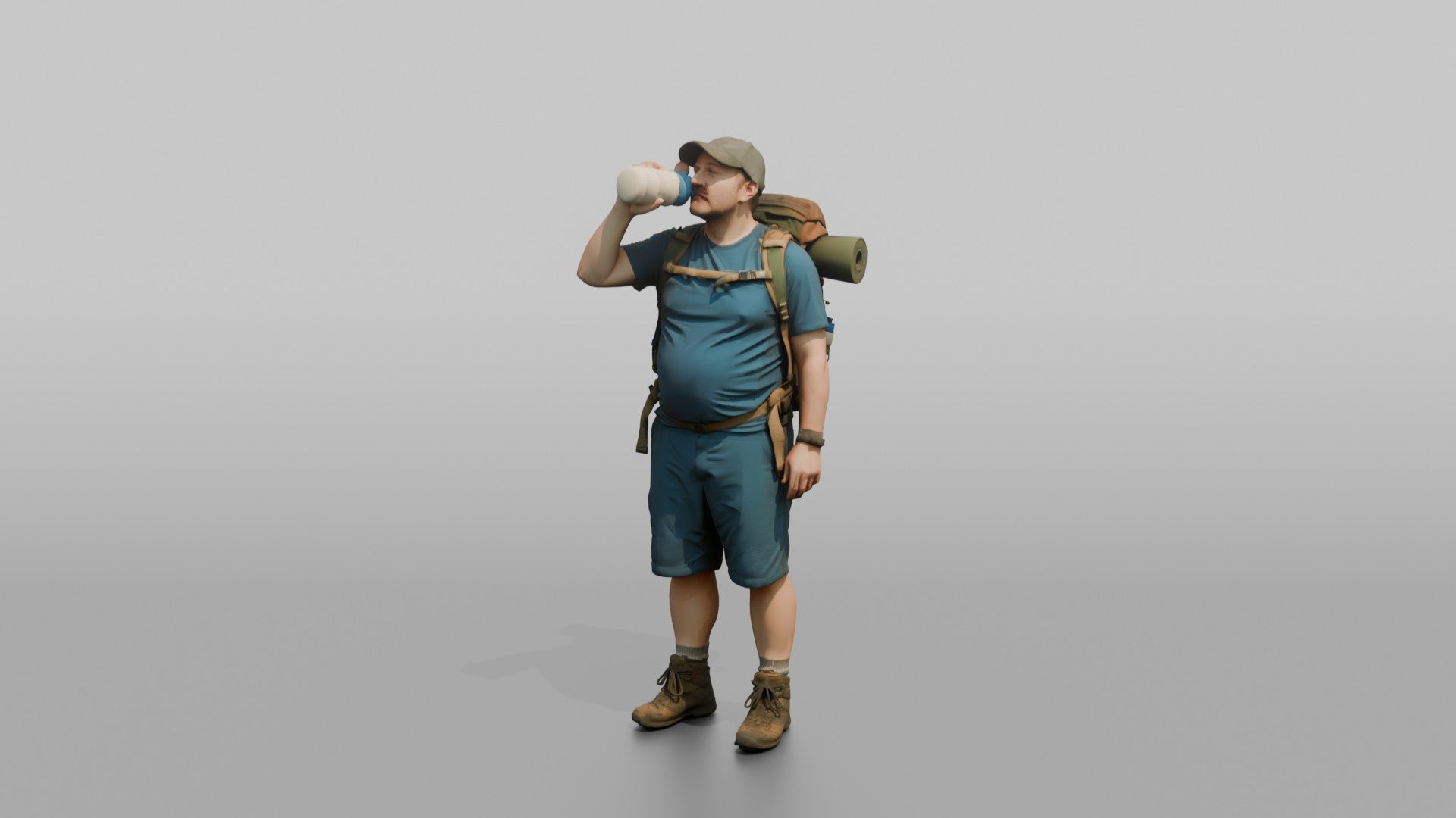 Hiker Drinking from a Large Sports Bottle