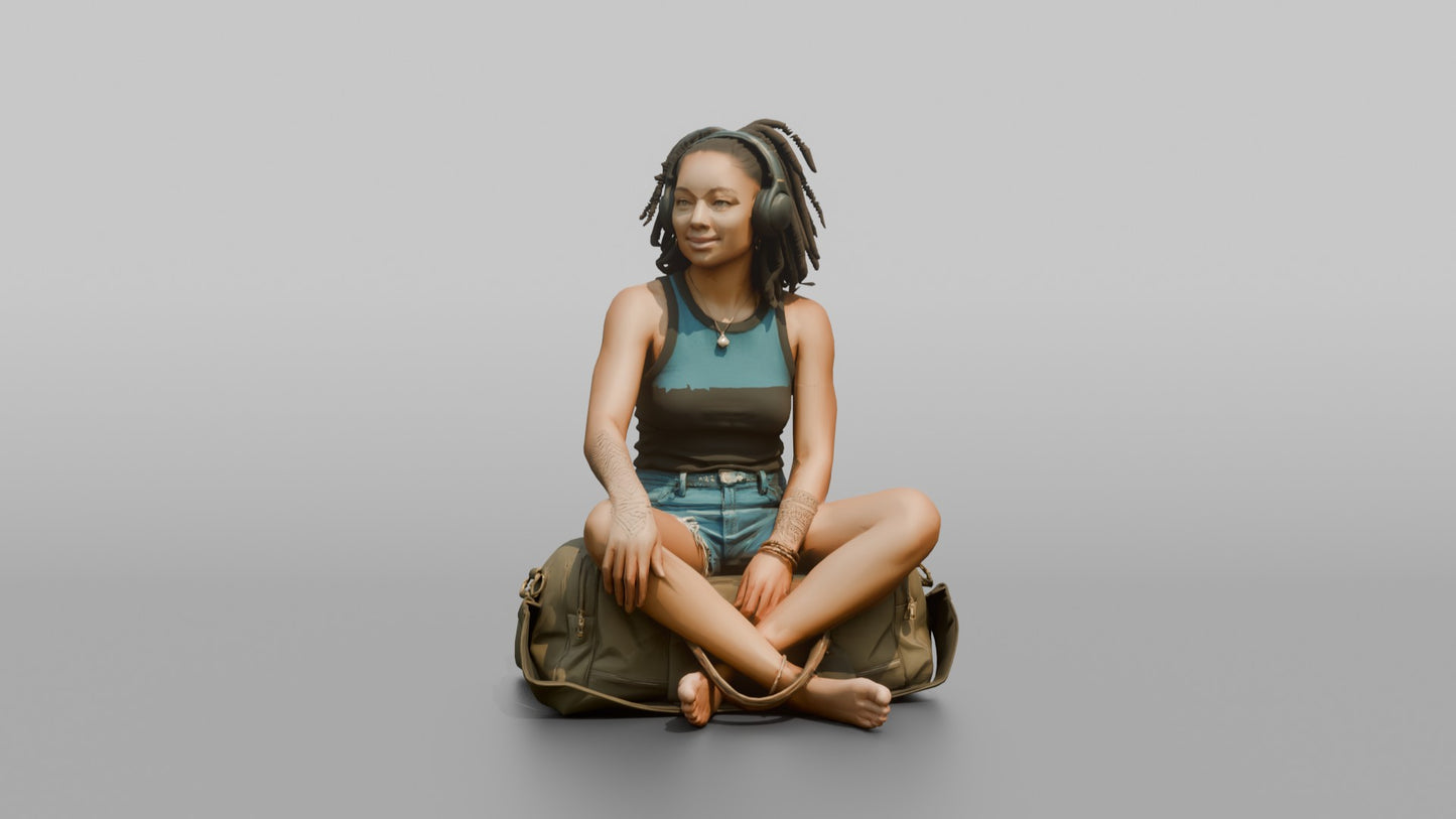 Vacationer Wearing Denim Shorts And Tank Top