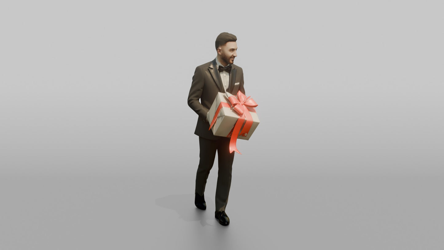 Wedding Guest Carrying a Boxed Gift