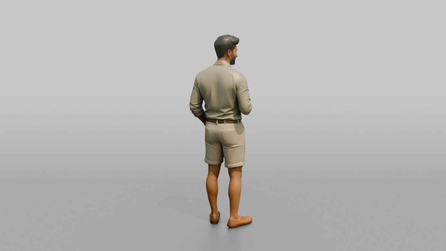 Vacationer Wearing Fitted Linen Shirt