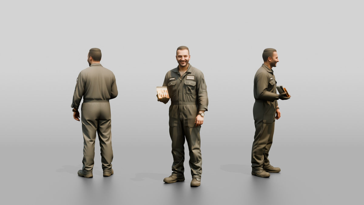 Mechanic Holding Spark Plugs - 3D character model