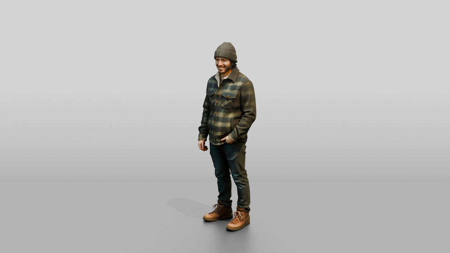 Latino Man in Fleece-Lined Flannel Jacket