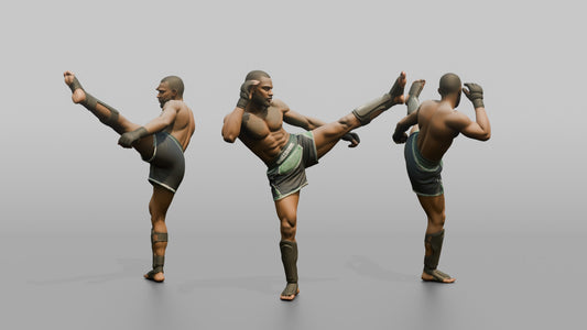 Kickboxer High Roundhouse Head Kick - 3D character model
