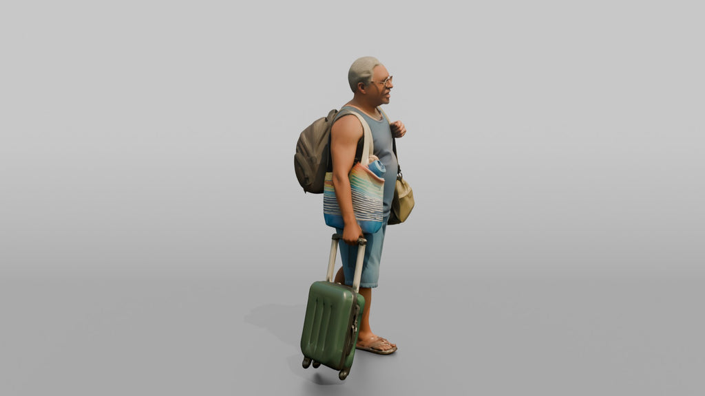Traveler Carrying A Beach Bag