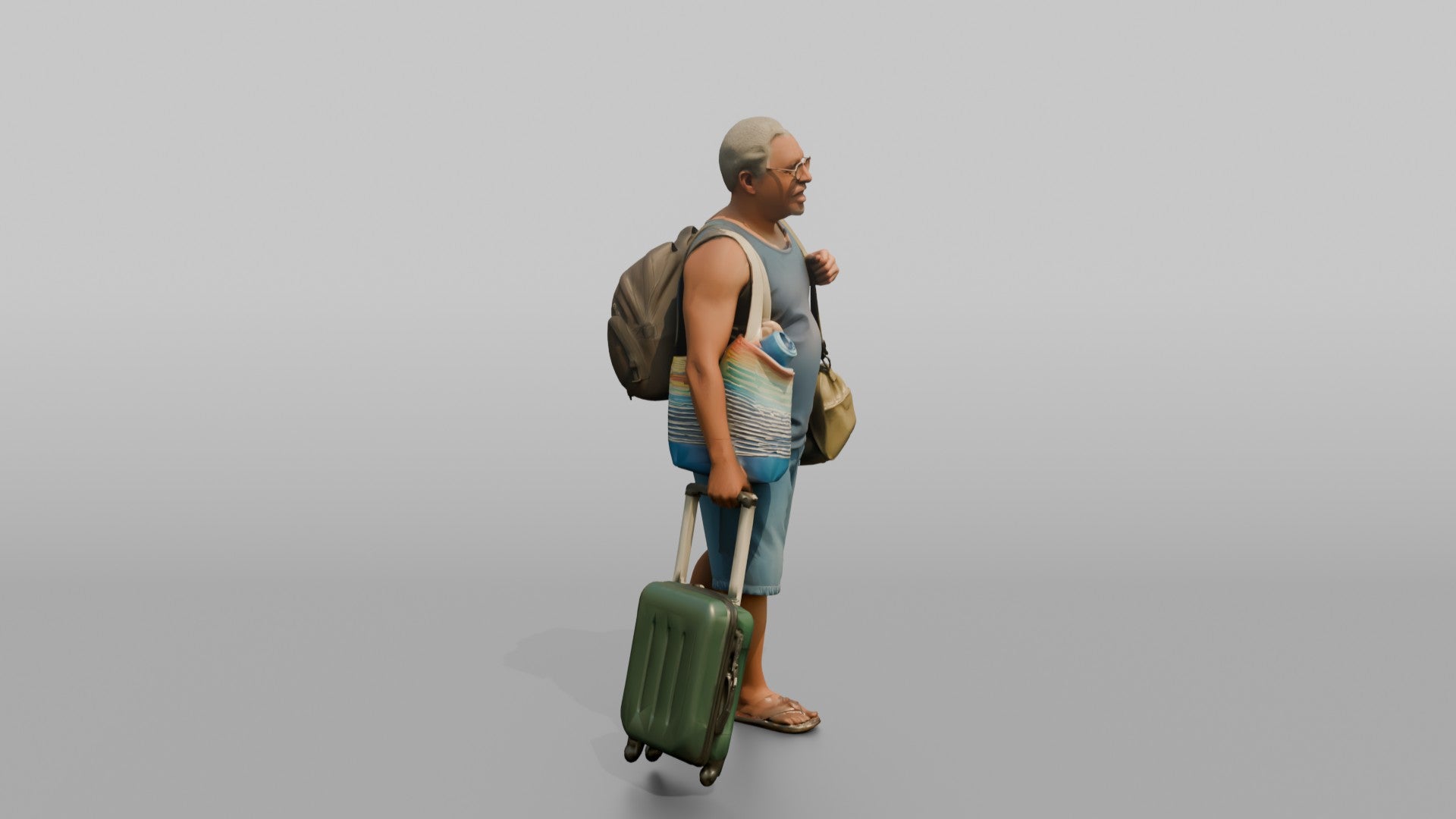 Traveler Carrying A Beach Bag
