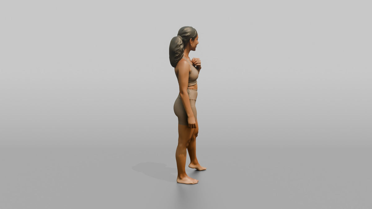 Fitness Influencer Woman Standing Confidently, Looking To The Side - 3D character model, view 2