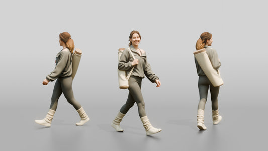 Walking Woman in Fleece with Mat