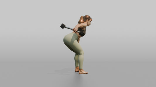 Weightlifter Woman Performing A Tricep Kickback With A Dumbbell - 3D character model