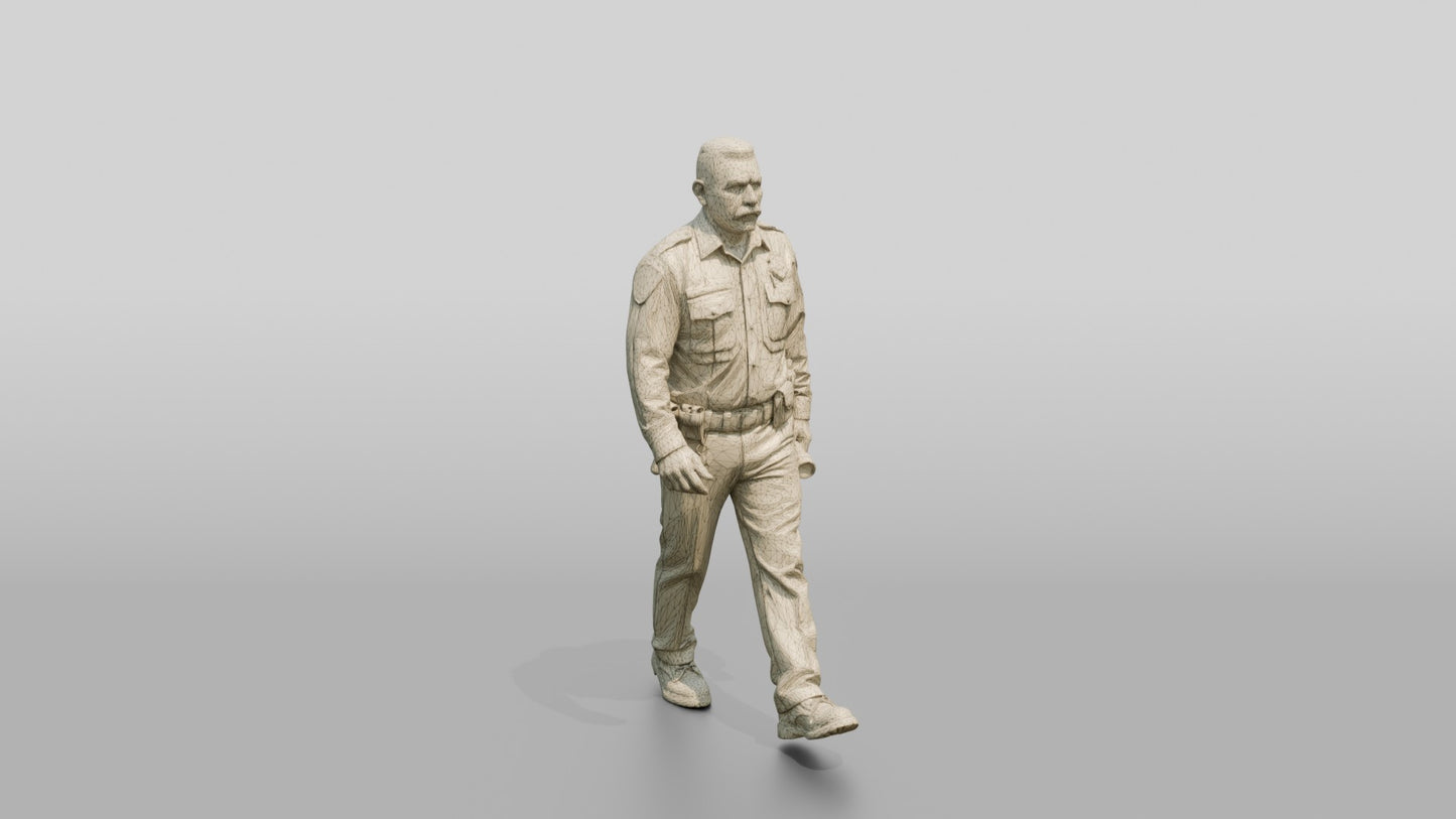 Latino Male Guard in a Dark Green Guard Uniform