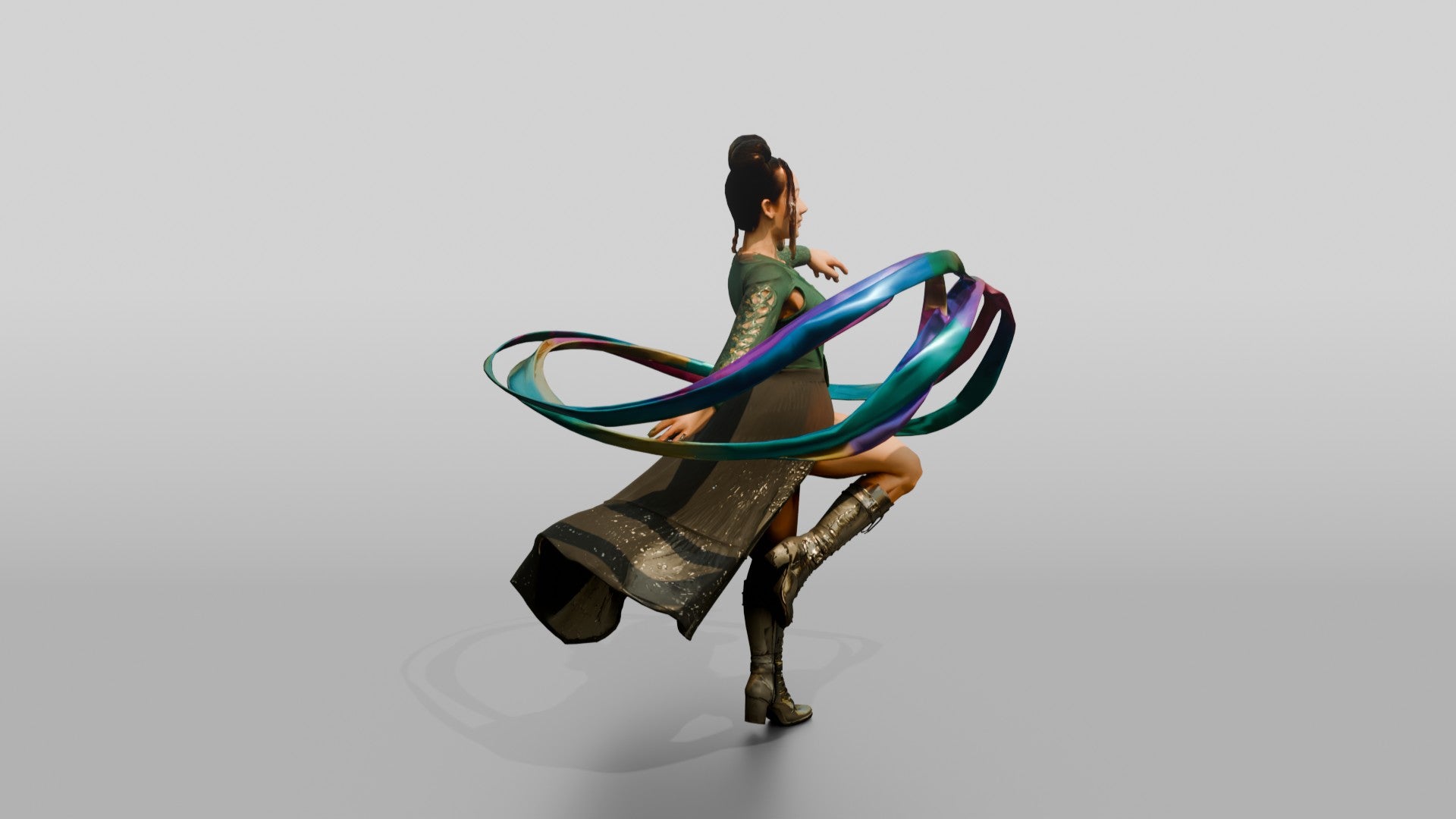 Ribbon Dancer Mid-Twirl