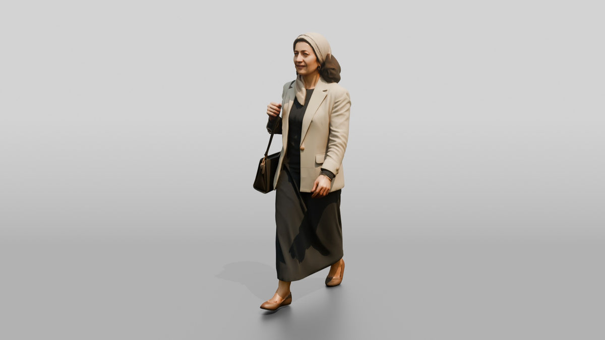 Slender Middle-Aged Egyptian Woman in a Linen Blazer - 3D character model, view 4