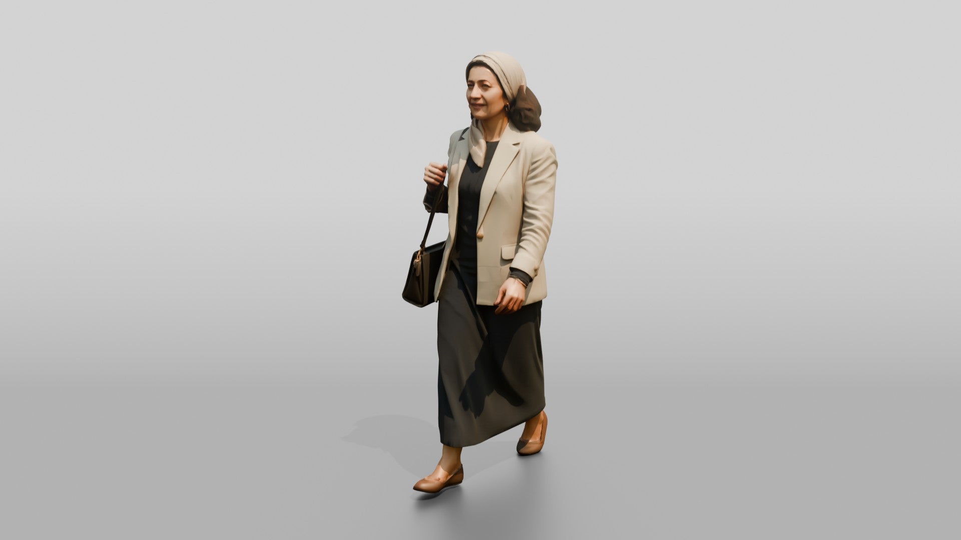 Slender Middle-Aged Egyptian Woman in a Linen Blazer