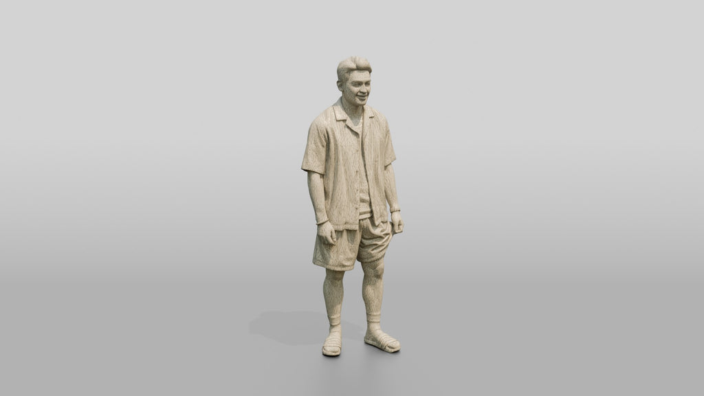 Man Rolling Up His Shorts Hem