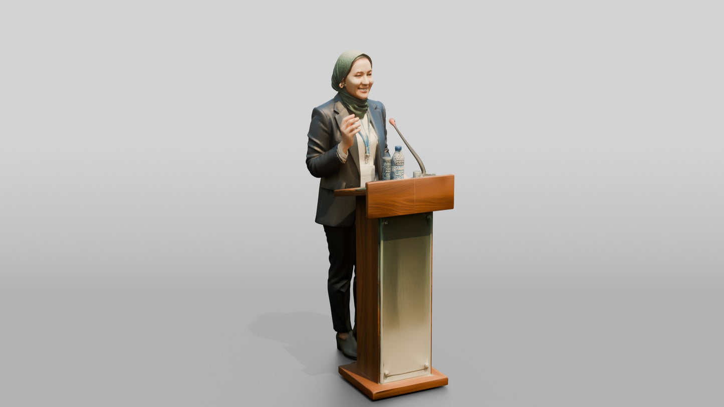 Woman Presenting at a Podium