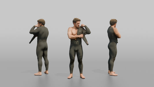 Surfer Adjusting His Wetsuit Sleeve