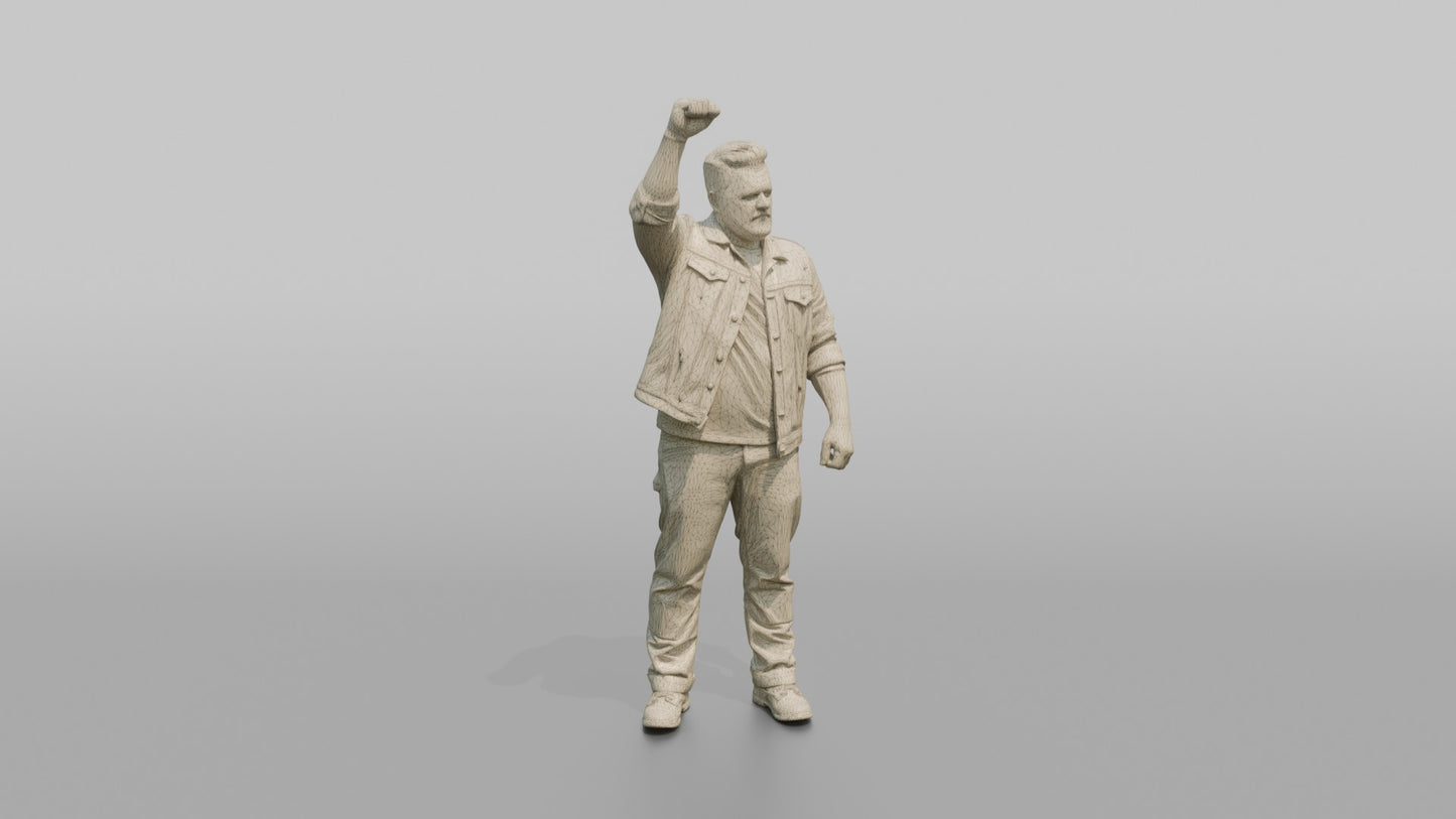Protester Man Raising a Fist in the Air