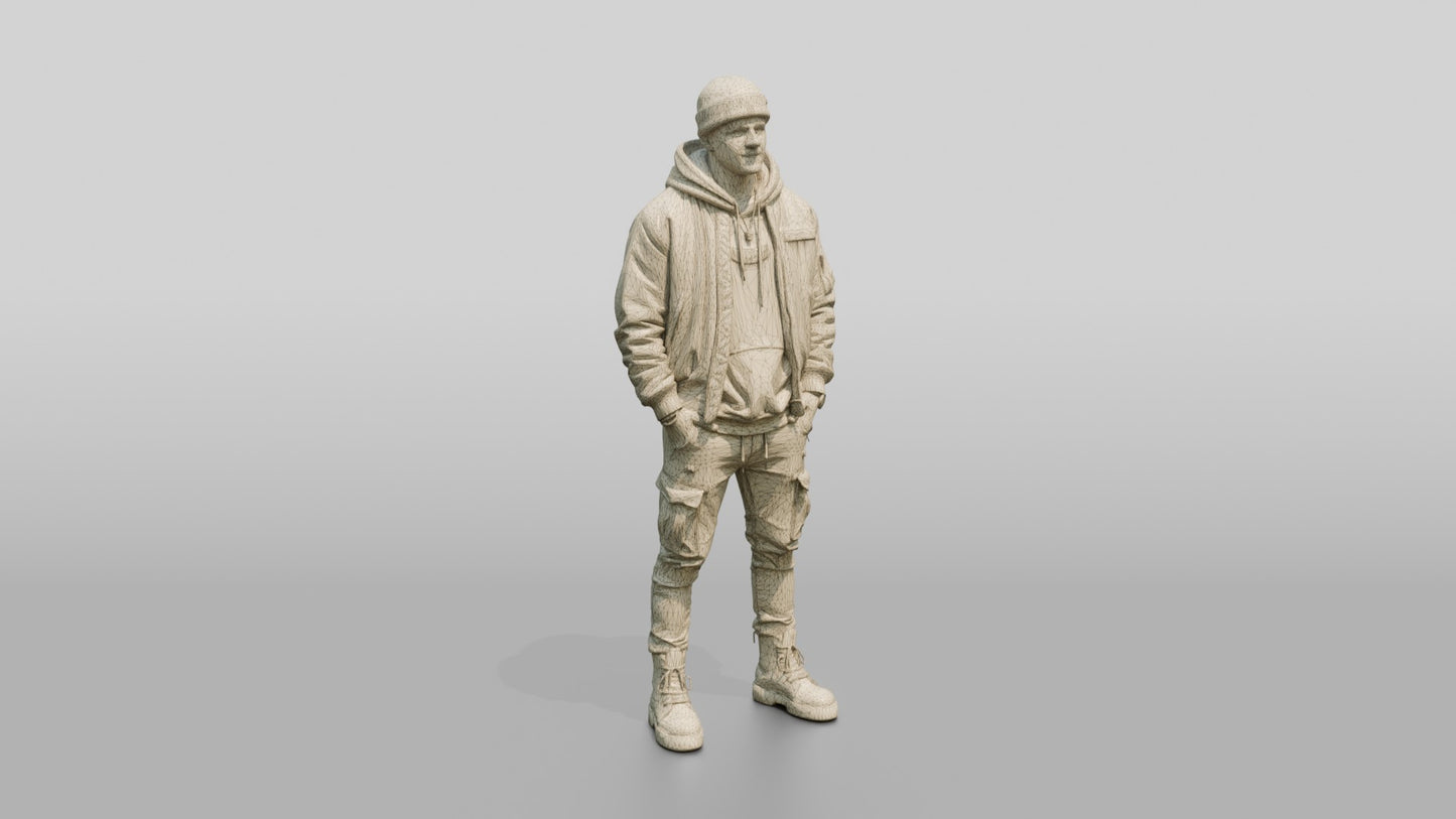 Caucasian Man in Streetwear Bomber Jacket