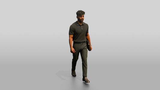 Office Worker Walking with a Folder - 3D character model, view 1