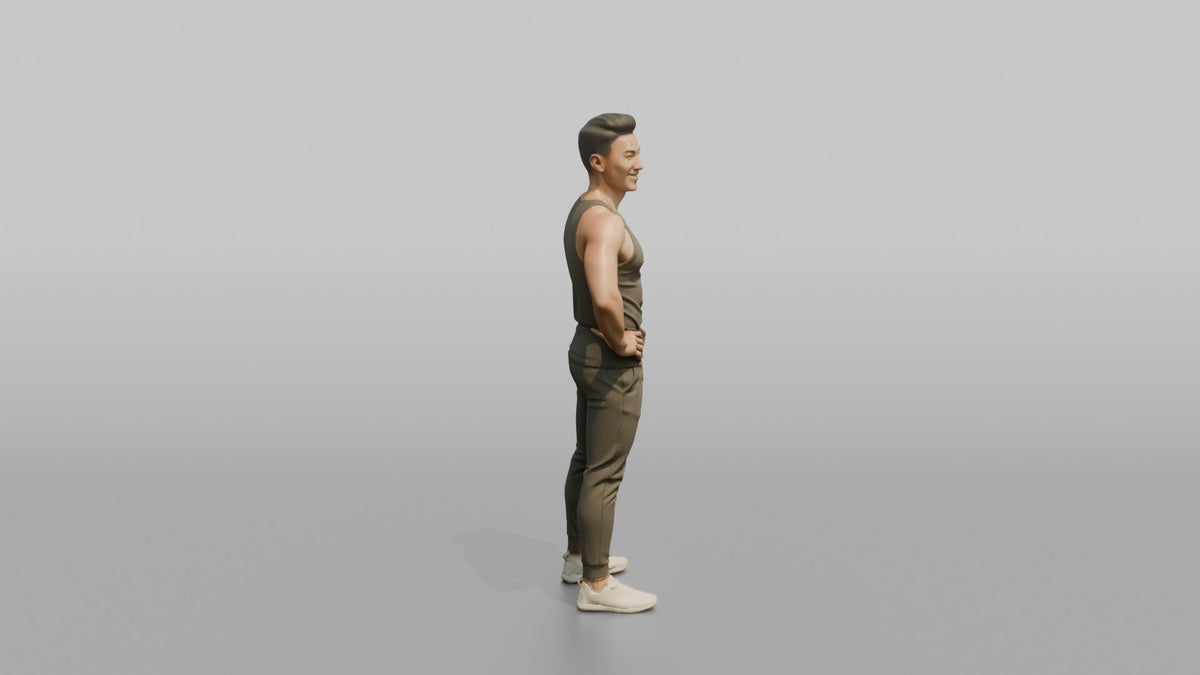 Fitness Influencer Man Standing With One Hand On Hip - 3D character model, view 2