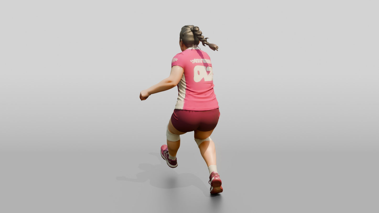 East Asian Female Volleyball Player in Magenta Jersey