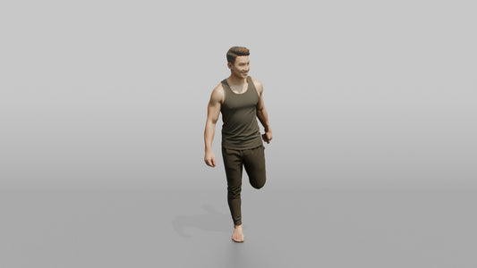 Fitness Influencer Man Doing A Standing Quad Stretch - 3D character model