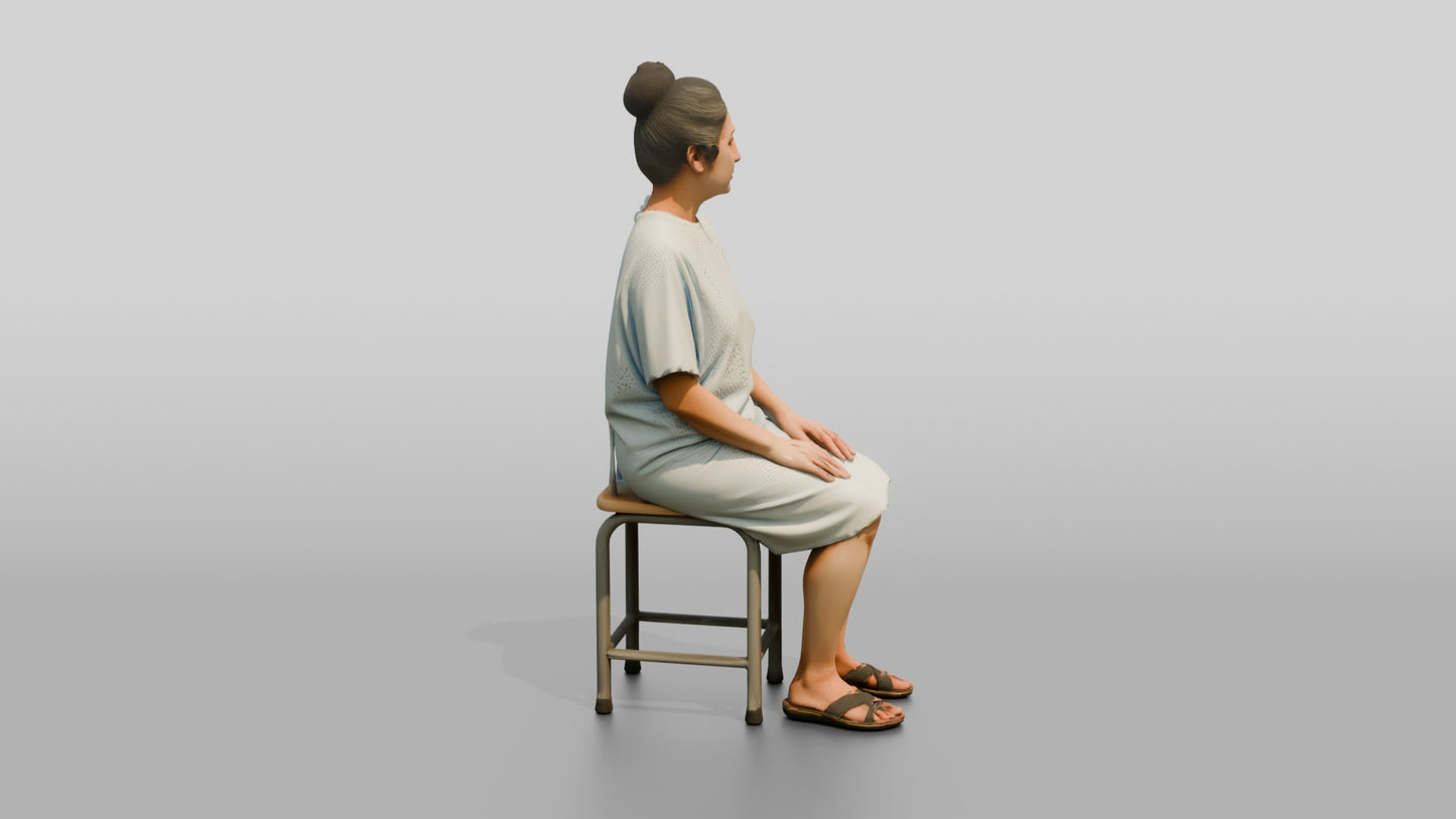 Woman Patient Sitting on a Stool