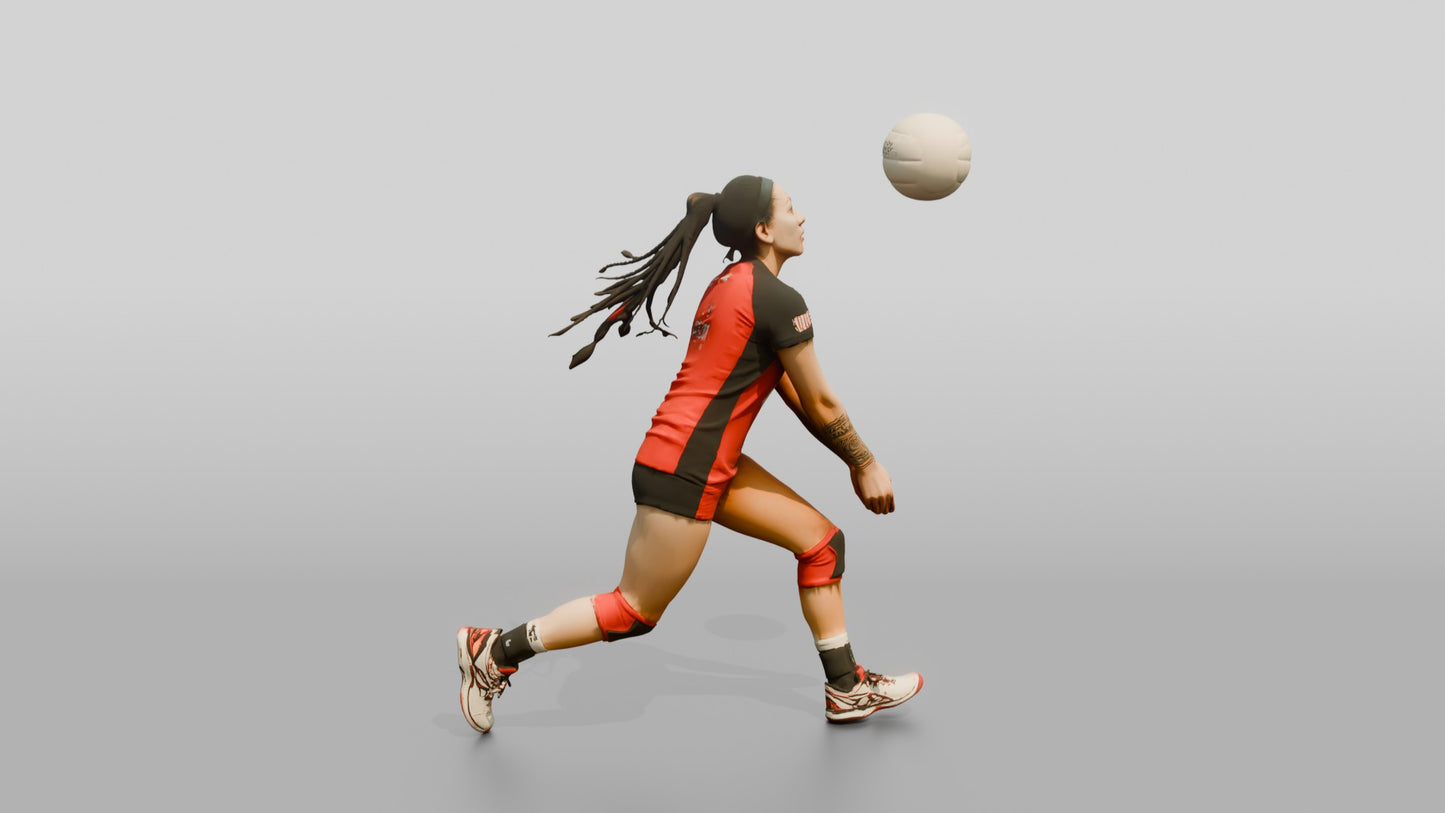 Female Volleyball Player in Red and Black Kit