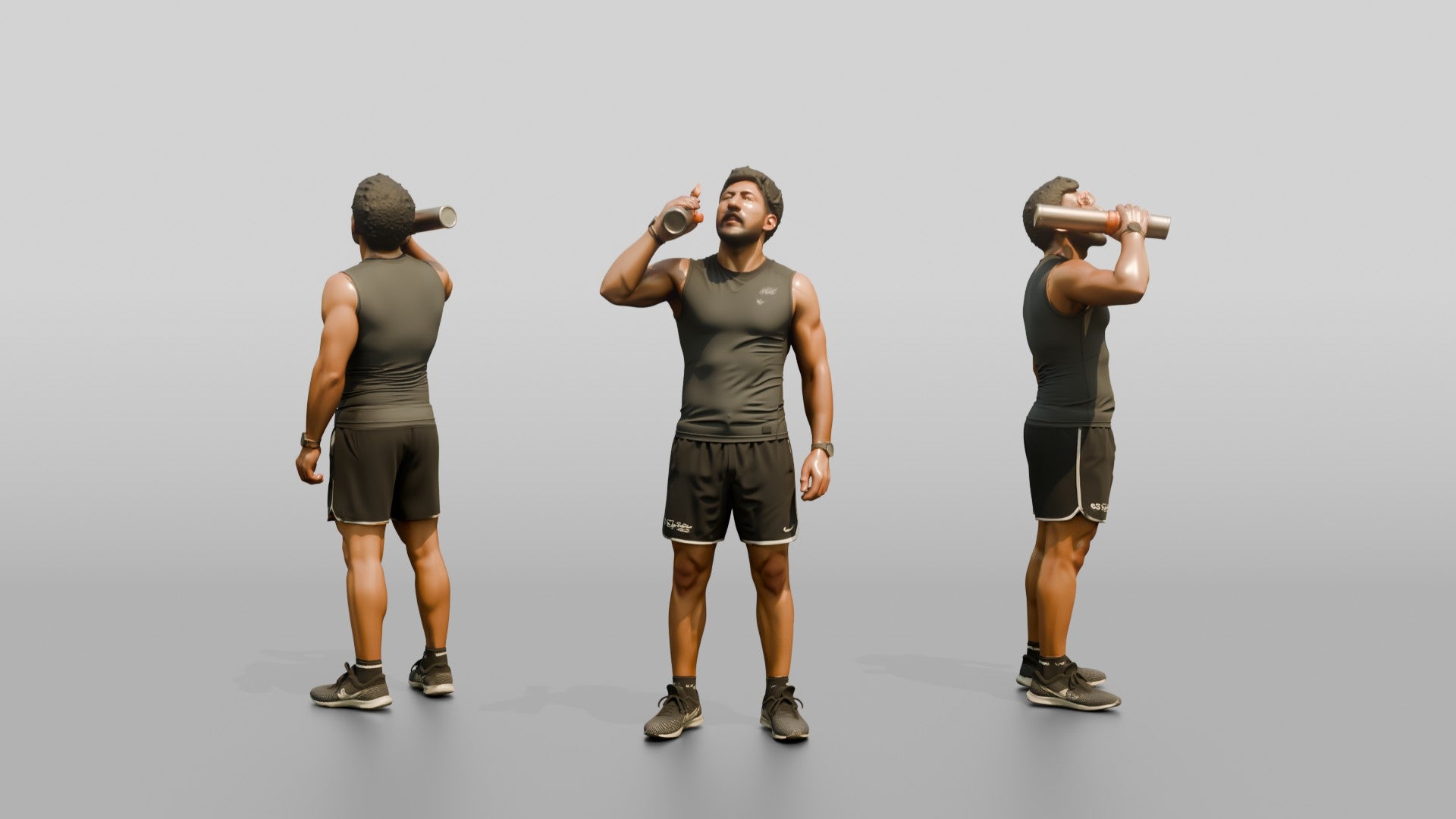 Slender Young Iraqi Man in Athletic Wear