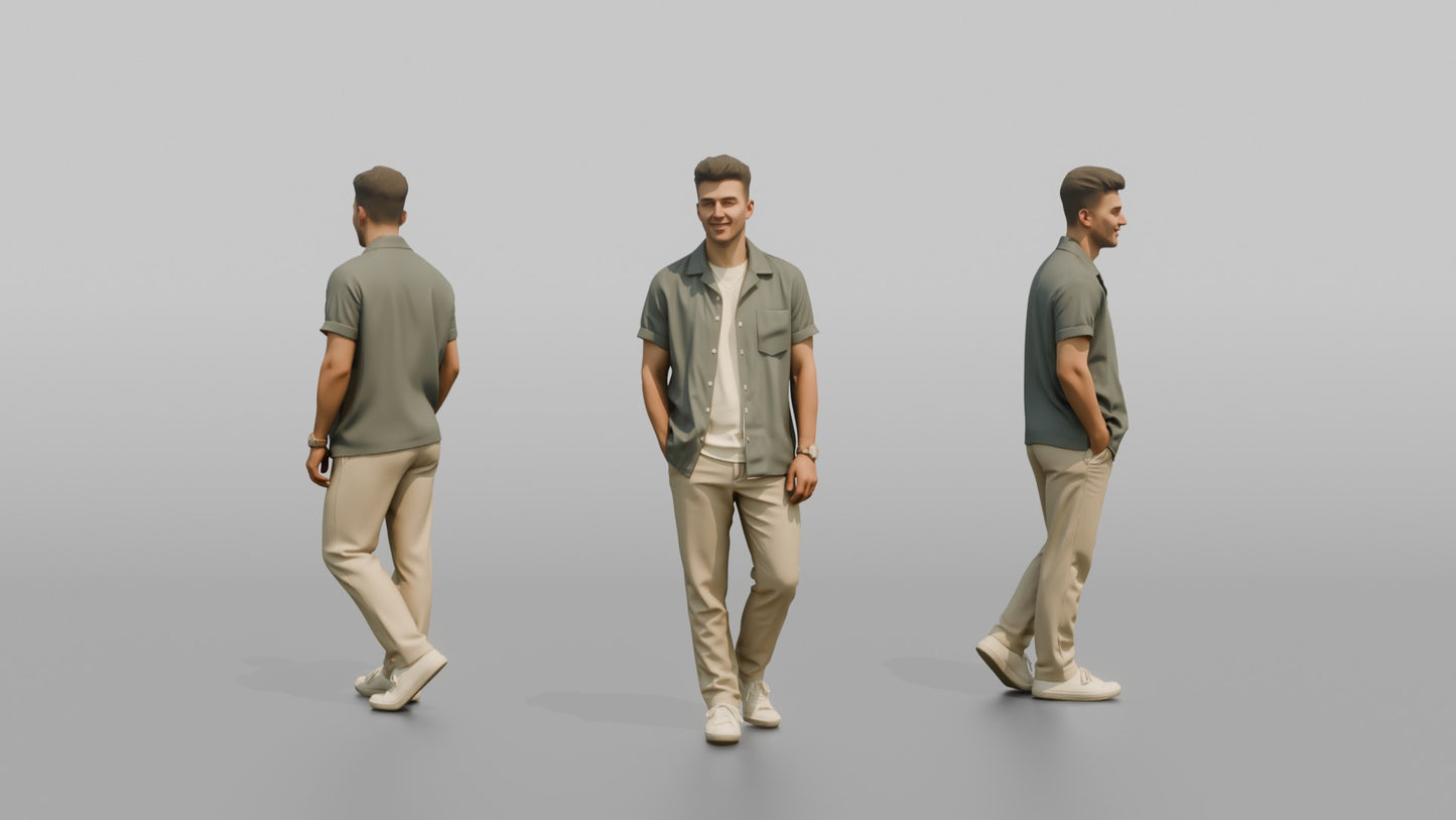 Man Posing in a Casual Linen Shirt