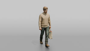Dutch Man Walking in a Wool Sweater - 3D character model, view 1