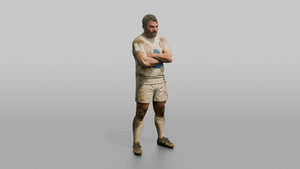English Player Standing Tall, Battle-Damaged - 3D character model, view 1