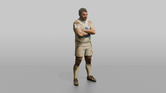 English Player Standing Tall, Battle-Damaged - 3D character model, view 1