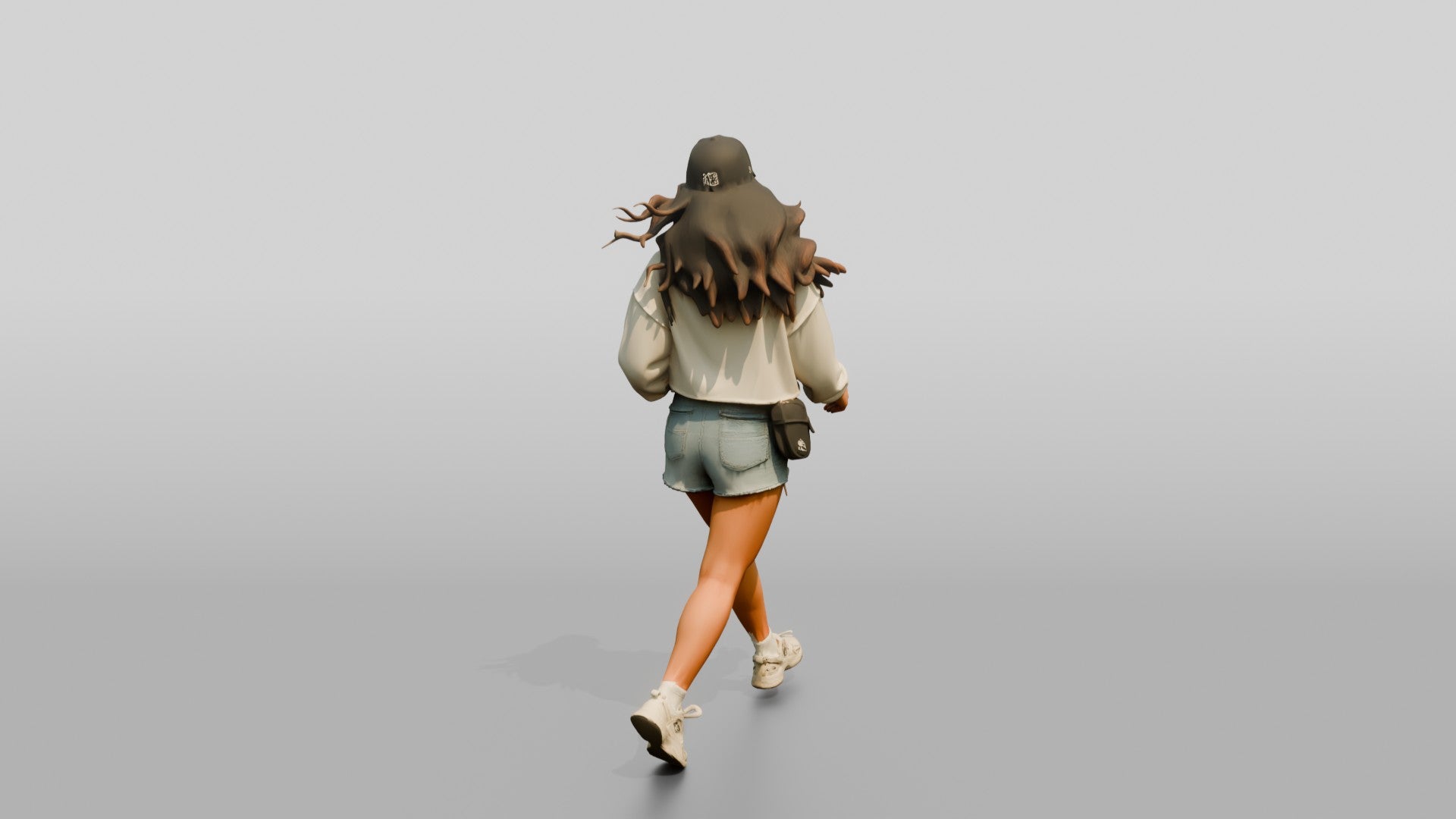 Latina Girl Walking Dynamically on the Boardwalk