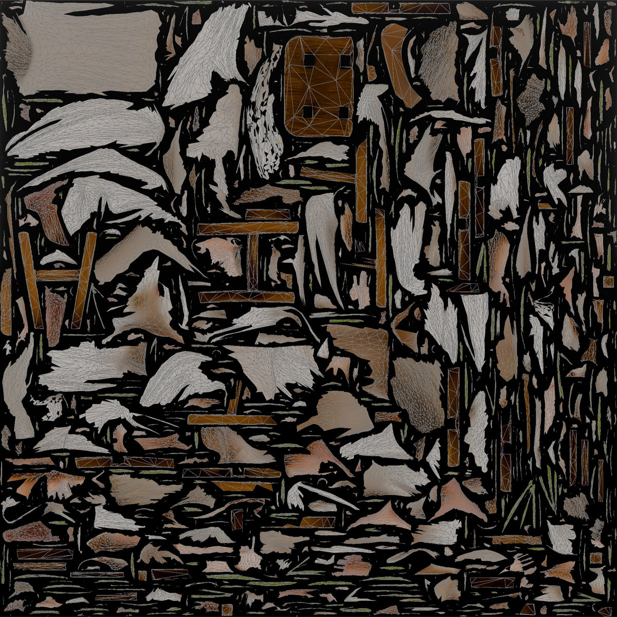 Woman Holding a Palm Leaf on a Chair - UV layout, base color map