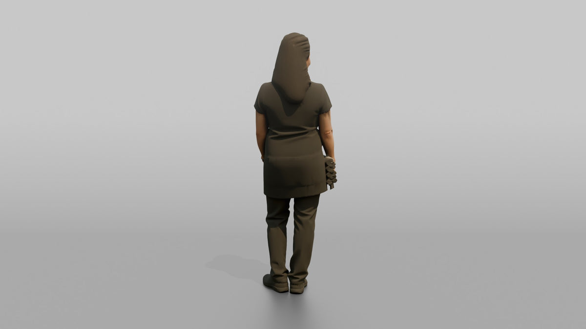 Nail Technician Woman Holding A Stack Of Nail Files - 3D character model, view 3