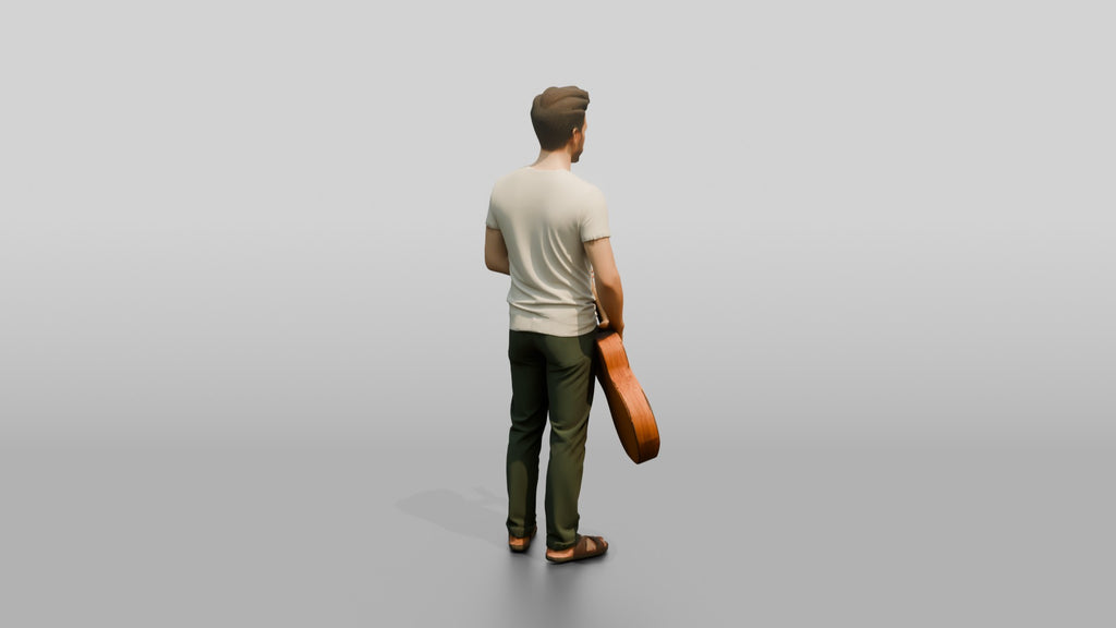 Hippie Man Playing an Acoustic Guitar