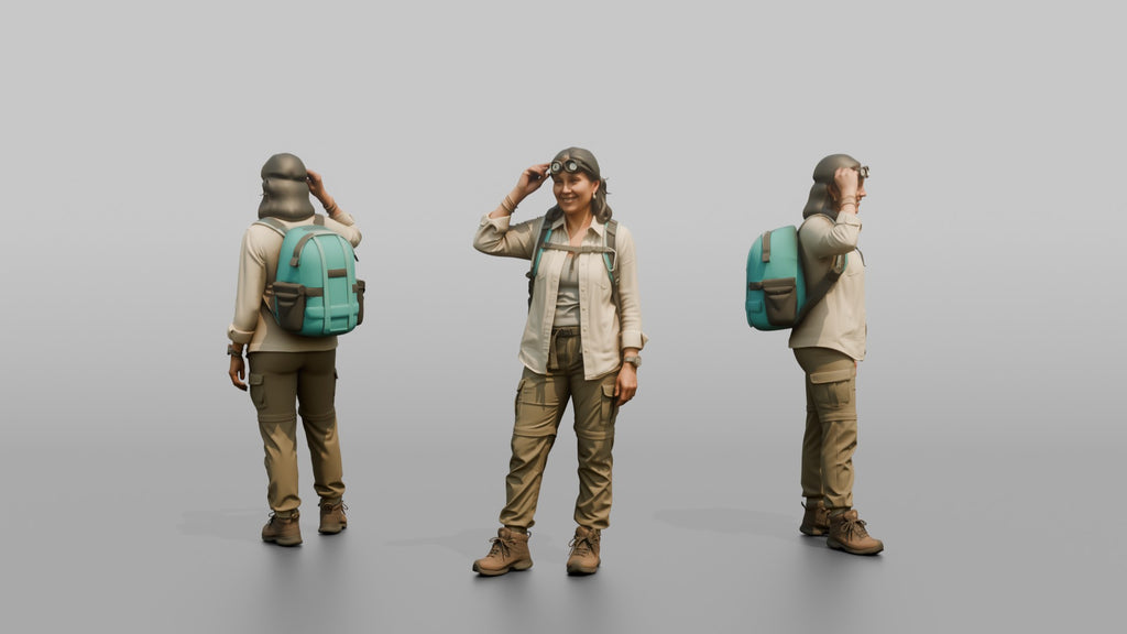 Hiker Adjusting Her Sunglasses