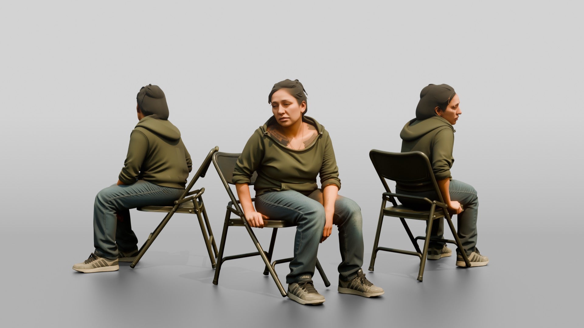 Homeless Woman Looking Off-balance and Sitting Heavily