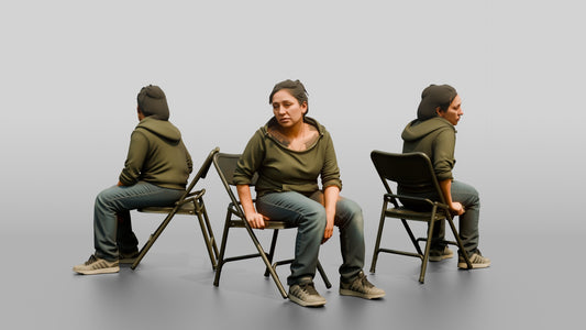 Homeless Woman Looking Off-balance and Sitting Heavily
