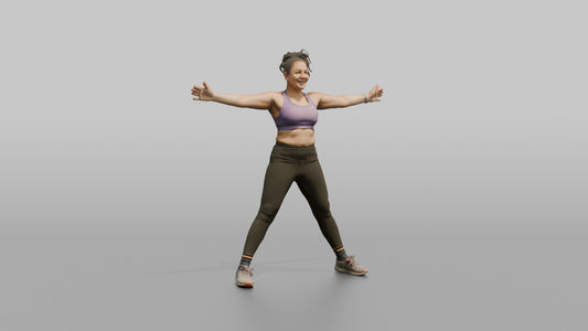 Cardio Athlete Woman Mid-jumping-jack, Arms Out To The Sides - 3D character model