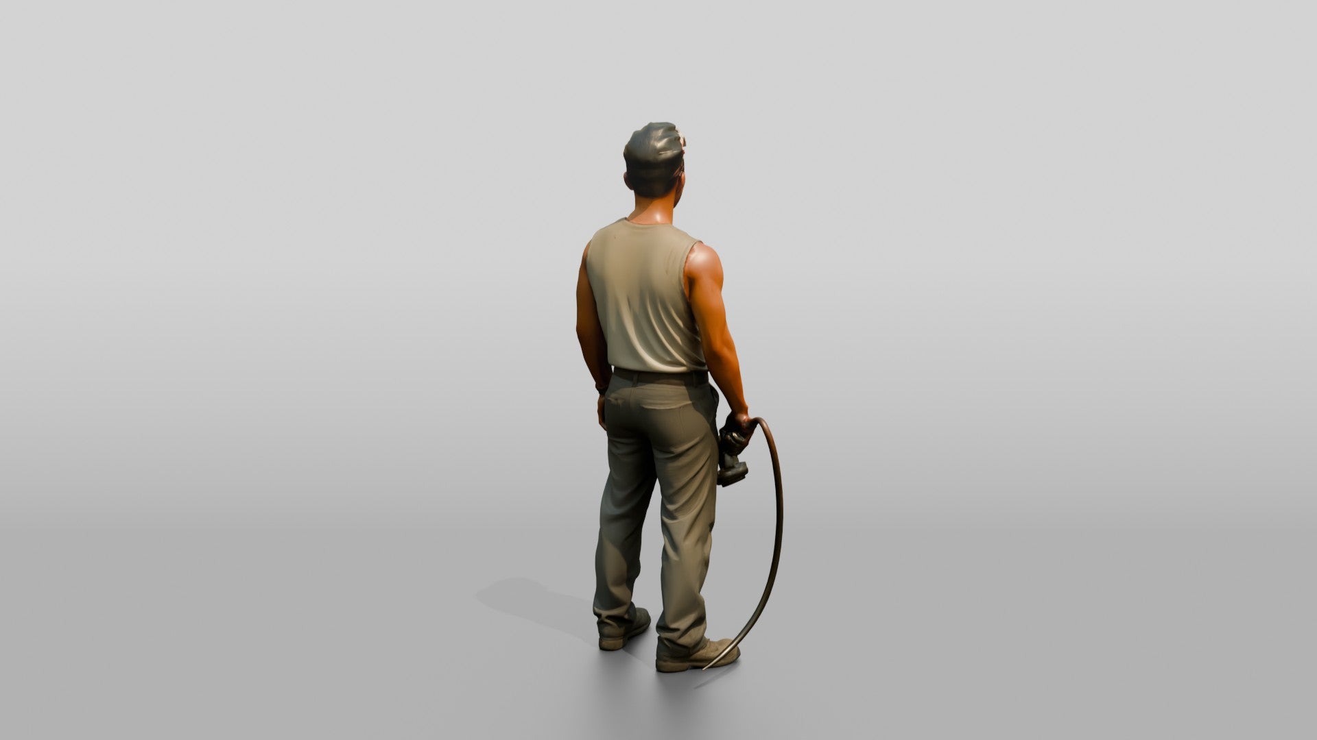 Mechanic Holding a Pneumatic Grinder