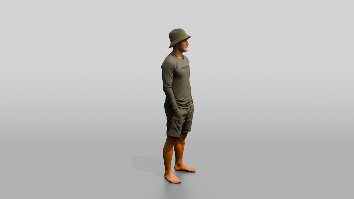 Man Standing With Hands in Pockets - 3D character model, view 2