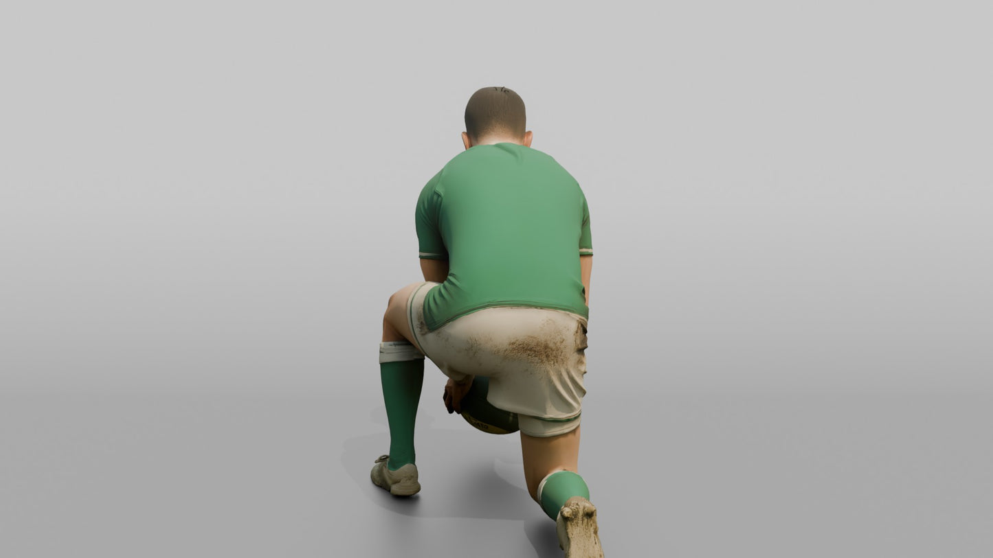 Irish Scrum-Half Scooping the Ball Off the Ground